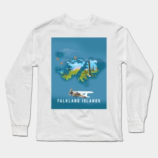 Falkland Islands travel poster Long Sleeve T-Shirt